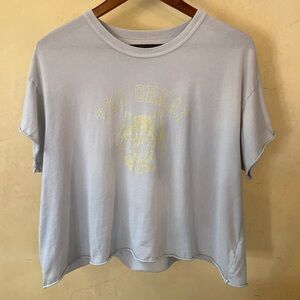 THE GREAT. Light Gray Tee with Yellow Graphic